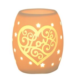 25w White Ceramic Electric Aroma Lamp Heart 12.5cm