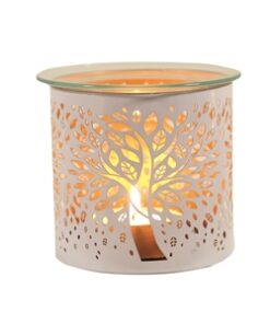 White Wax Oil Burner Candle Holder Tree Of Life