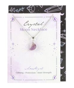 Amethyst Crystal Moon Necklace On Greeting Card