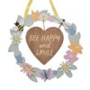 Cottage Garden Wreath Plaque Bee Happy