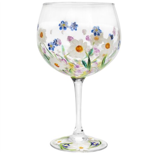 Daisies Handpainted Gin Glass