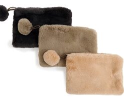 Faux Fur Pom Pom Make Up Bag