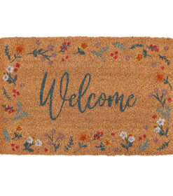 Natural Botanical Welcome Coir Doormat