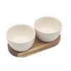 Set Of 2 Snack Dishes With Wood Tray 20cm