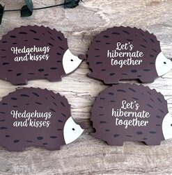 Set Of 4 Wooden Hedgehog Coasters