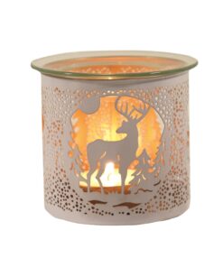 White Wax Oil Burner Candle Holder Stag