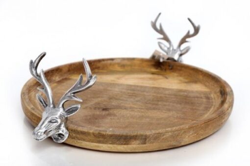 Wooden Cake Stand With Reindeer